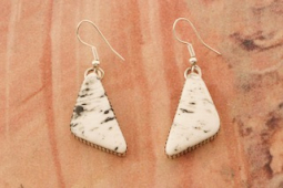 Genuine White Buffalo Turquoise Sterling Silver Navajo Earrings